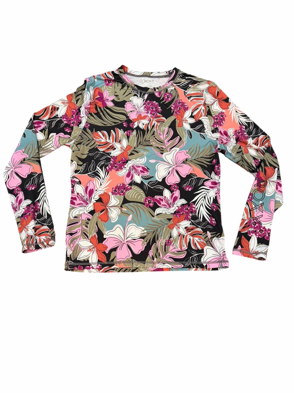 Roxy Tropical Floral UPF Surf Swim Top Rash Guard Size S/CH